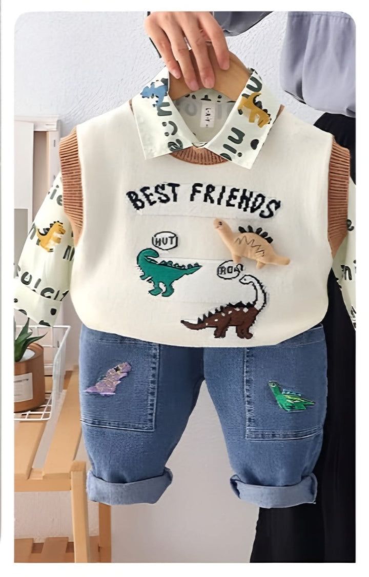 Boys Impored Cream Co-Ord Set [BT-6884] [1 - 5Years]