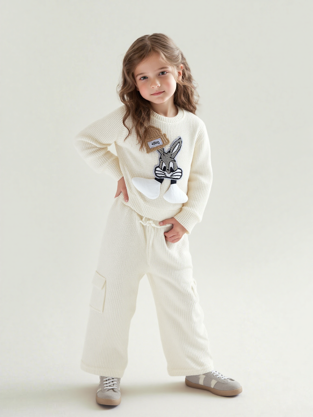 Unisex Cartoon Cream Co-Ord Set [GCS-6824](4-12 Years)