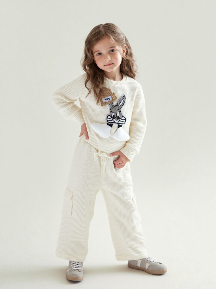 Unisex Cartoon Cream Co-Ord Set [GCS-6824](4-12 Years)