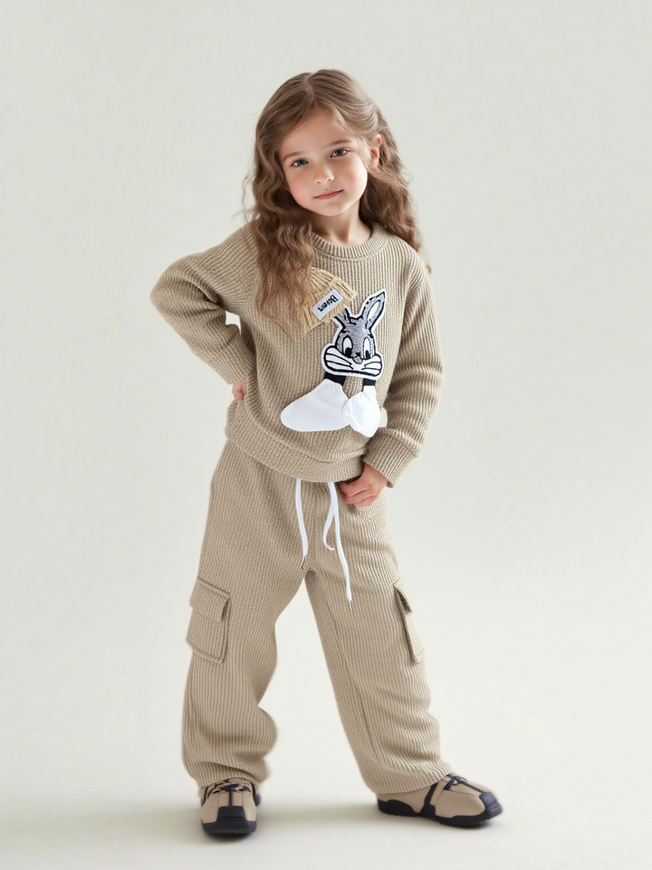 Unisex Cartoon Beige Co-Ord Set [GCS-6823](4-12 Years)