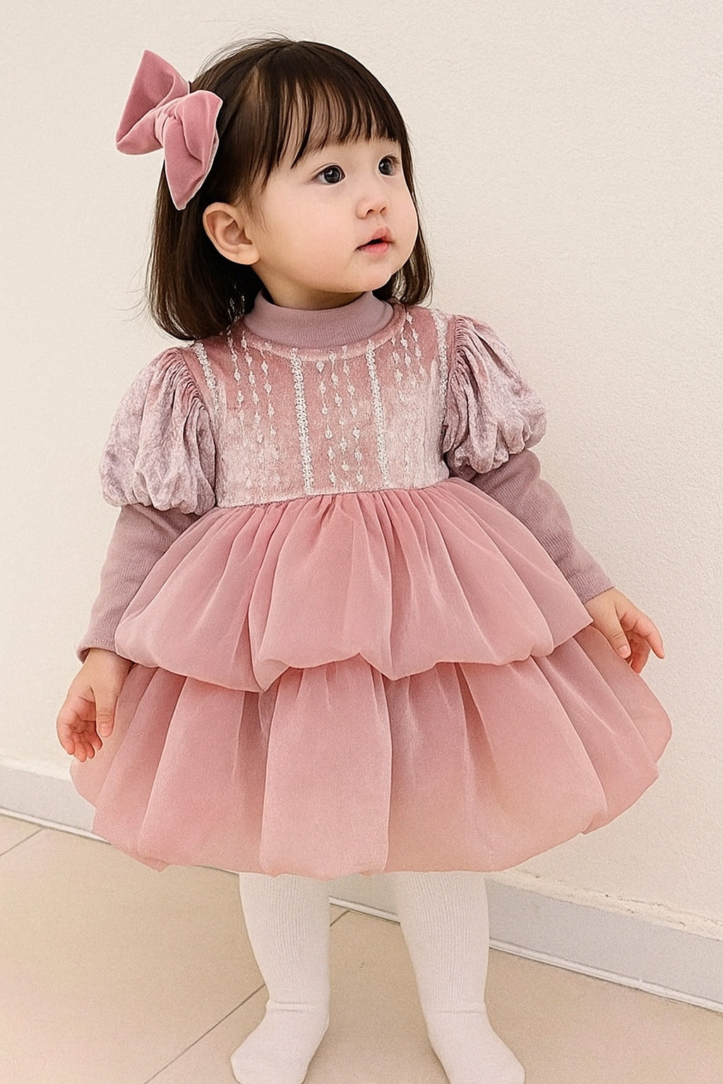 Girl’s Imported Pink Frock (Without Bow) [GF-6822] (9M - 3 Years)