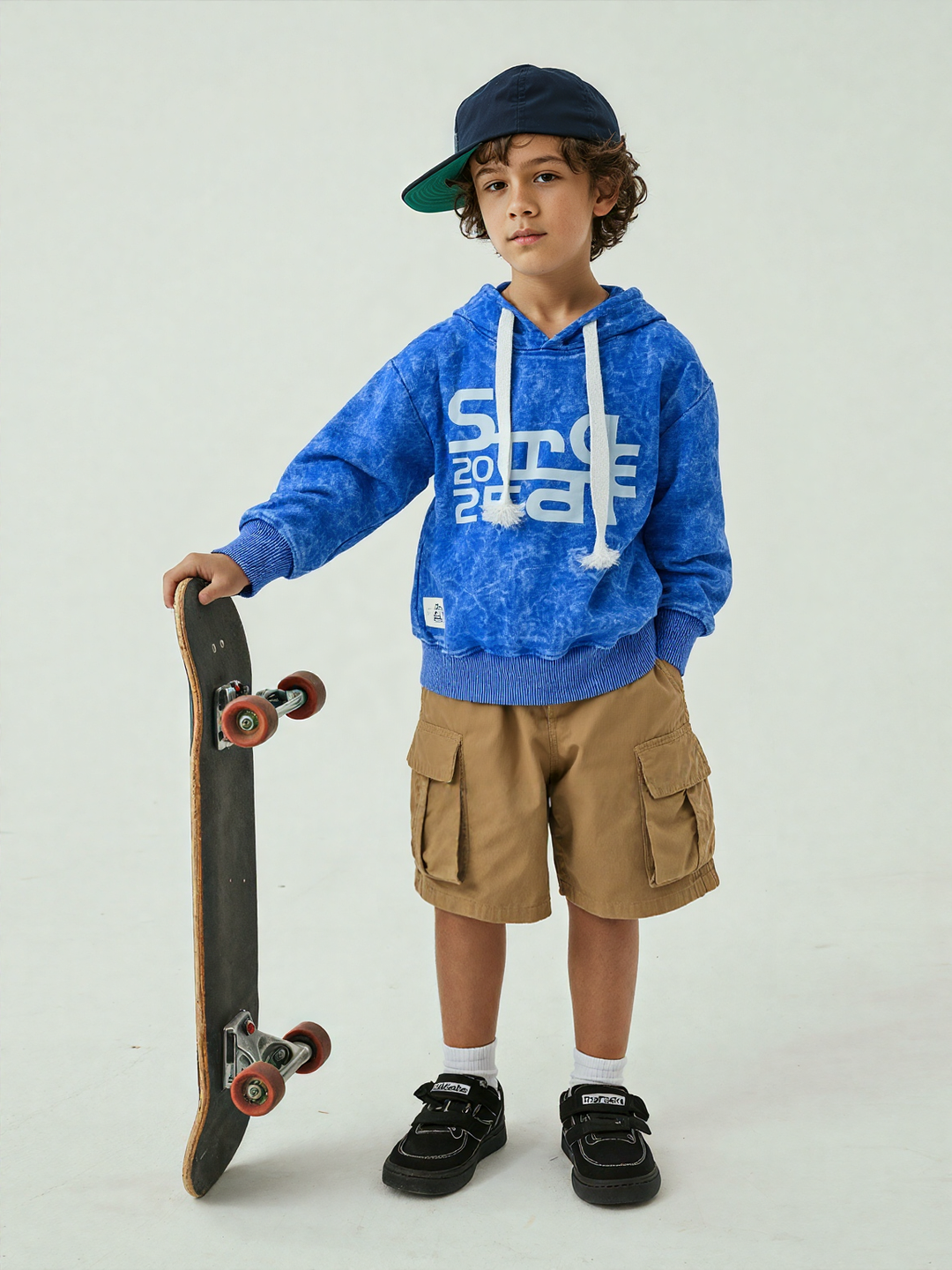 Boys Acid Wash Blue Oversize Hoodie [BT-122] [1 - 12Years]