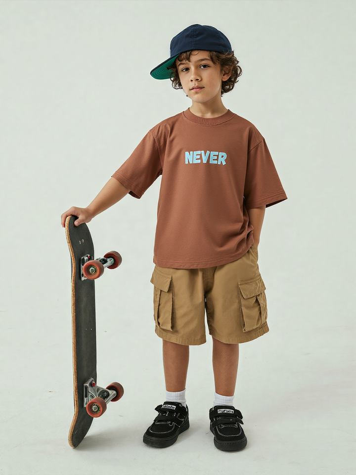 Boys Cotton Looper Brown T-Shirt [BT-131] [1 - 12Years]