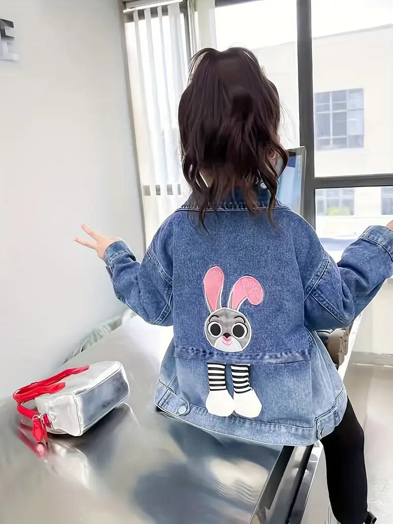 Girls Imported Fancy Denim Jacket With Back Pattern [GT-152] [ 4-12 Years ]