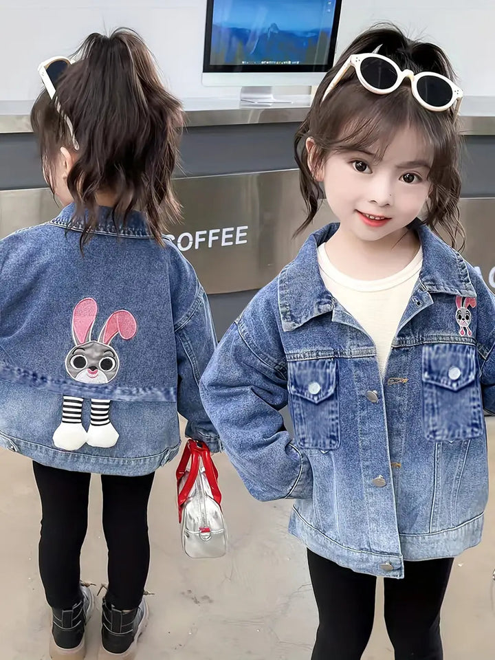 Girls Imported Fancy Denim Jacket With Back Pattern [GT-152] [ 4-12 Years ]