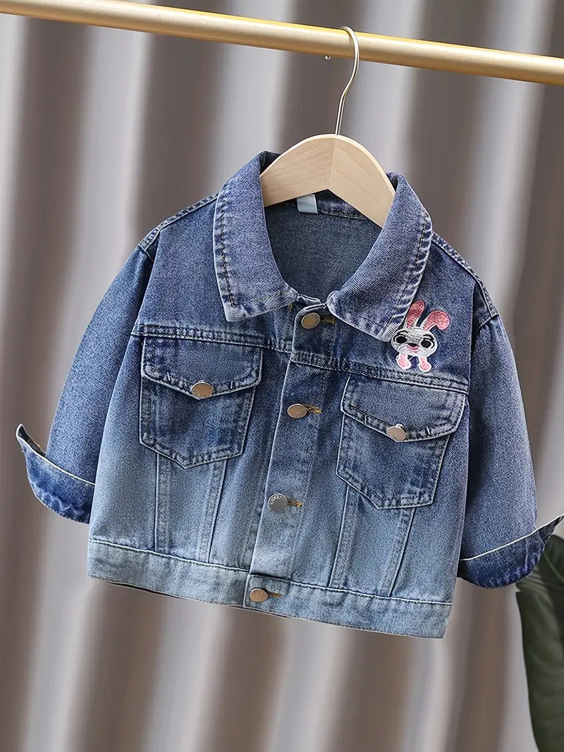 Girls Imported Fancy Denim Jacket With Back Pattern [GT-152] [ 4-12 Years ]