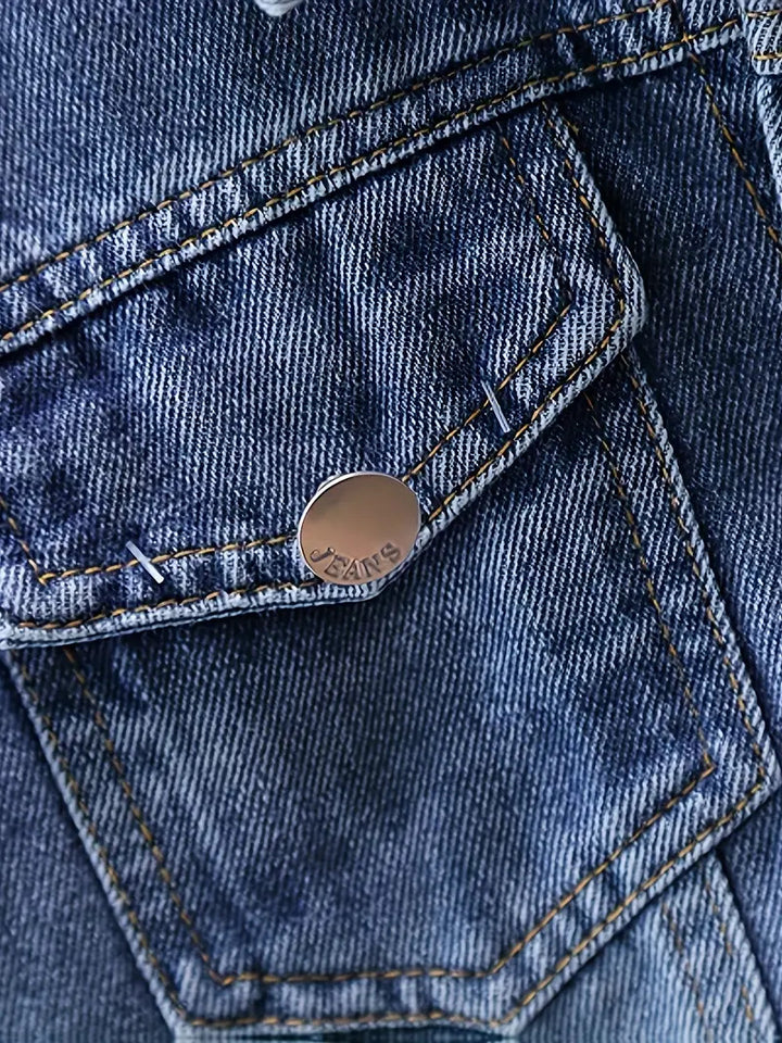 Girls Imported Fancy Denim Jacket With Back Pattern [GT-152] [ 4-12 Years ]