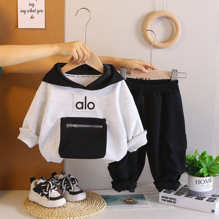 Boys Imported Black & White Hoodie Co-Ord Set [BT-6602] [1 - 5Years]