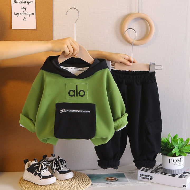 Boys Imported Black & Green Hoodie Co-Ord Set [BT-6601] [1 - 5Years]