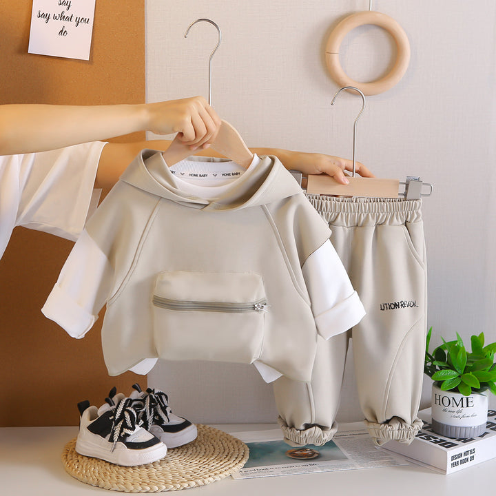 Boys Imported Beige Hoodie Co-Ord Set [BT-6599] [1 - 5Years]