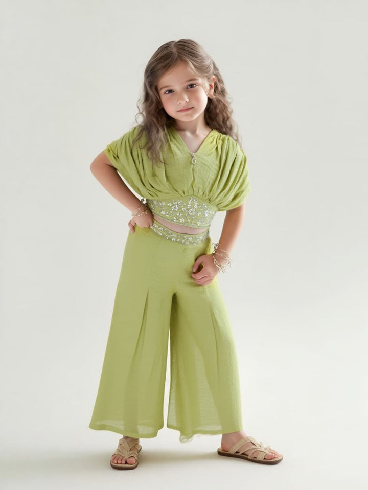 Girl's Party Wear Green Co-Ord Set [GCS-6590] (4-13 Years)