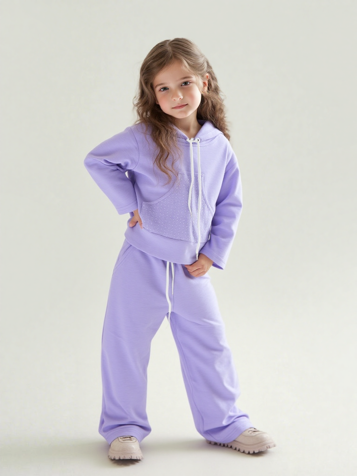Girl's Embellished Lavender Hooded Co-Ord Set [GCS-6505](3-11 Years)