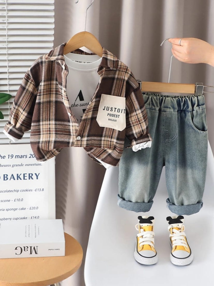 Boys Imported 3 Piece Checked Co-Ord Set [BT-6364] [1 - 5Years]