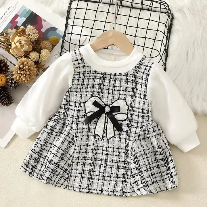 Girls Imported Black & White Frock [GF-6410] (9M - 4Years)
