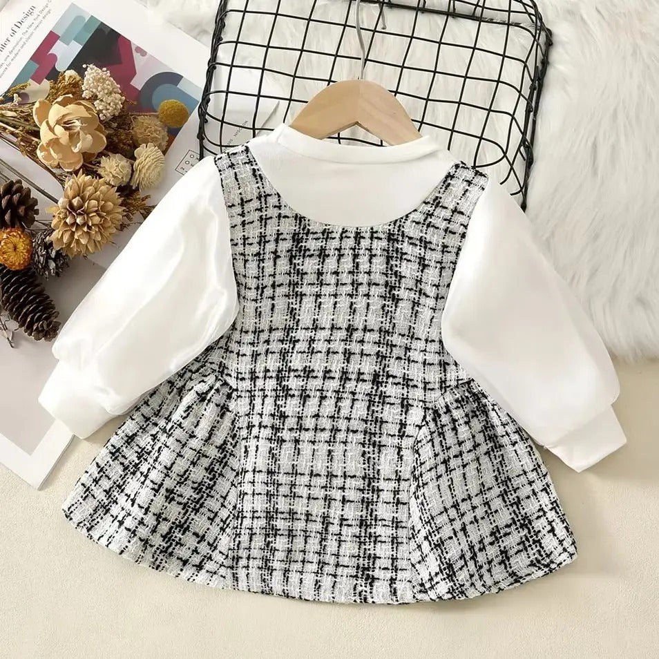 Girls Imported Black & White Frock [GF-6410] (9M - 4Years)