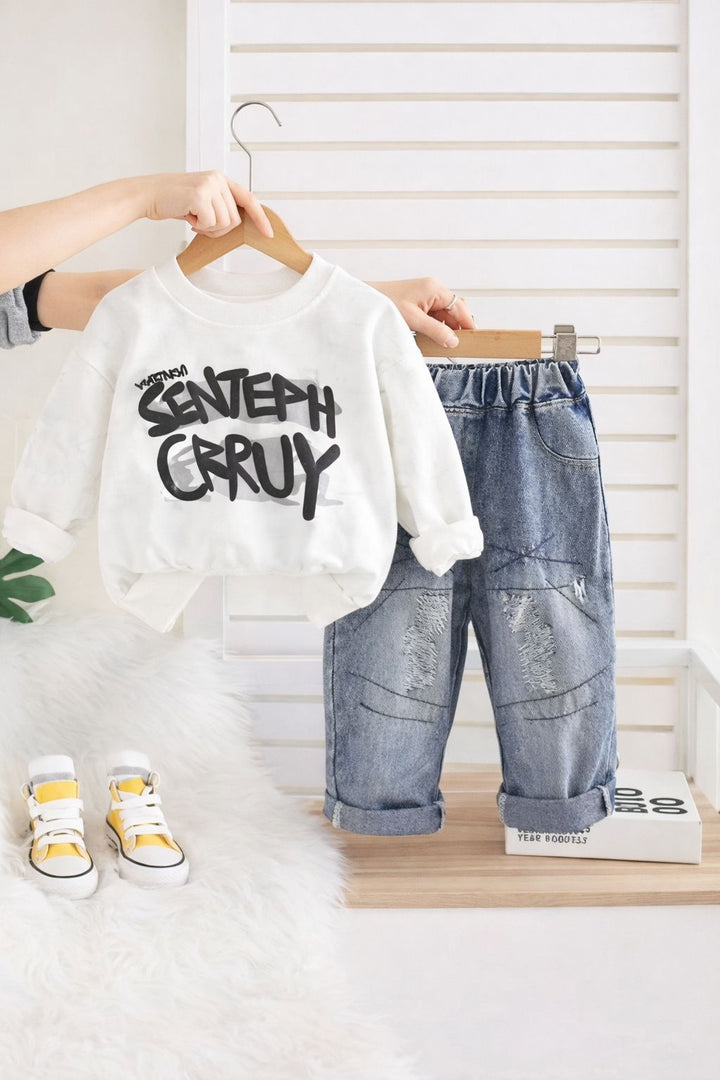 Boys Imported 2 piece White Cord Set [BT-4995] [1 - 6Years]