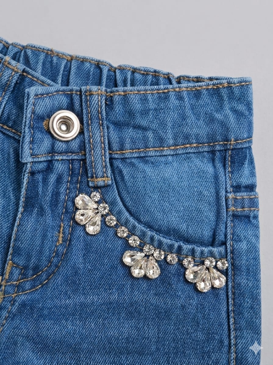 Girls Imported Blue Straight Fit Denim (Only Jeans) [GJ-1078] (1-12Years)