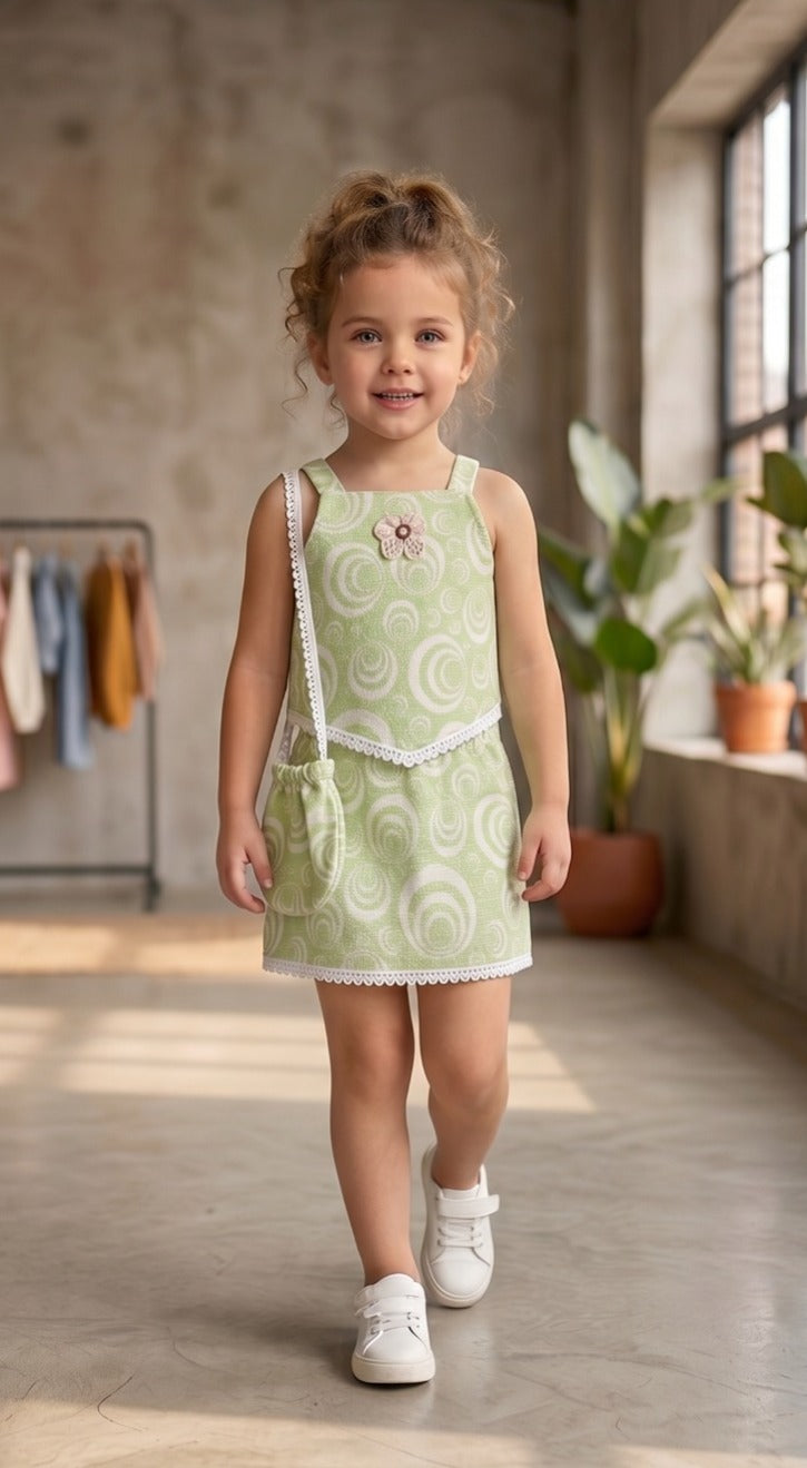 Girl's Printed Co-Ord Set with Purse [GCS-4588](2-8 Years)