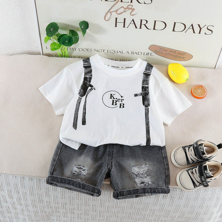 Boys Imported White Back Print Cord Set [BT -5684] [1-6 Years]