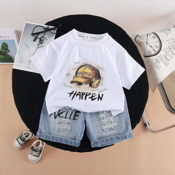 Boys White Imported Cord Set [BT -3584] [1-6 Years]