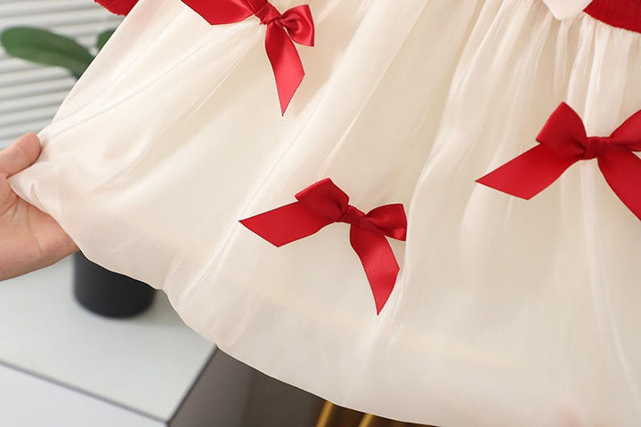 Girl's Imported Red Bow Frock [GF-7489] (1Y- 4Years)