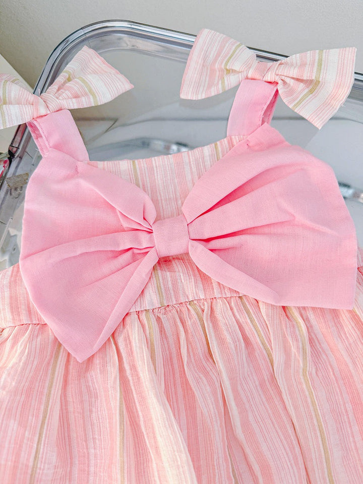 Girl's Imported Pink Bow Frock [GF-3453] (9M- 4Years)