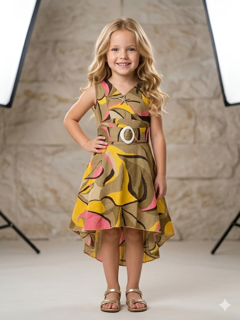 Girls Printed Cotton Dress [GD-7985] (3-11 Years)