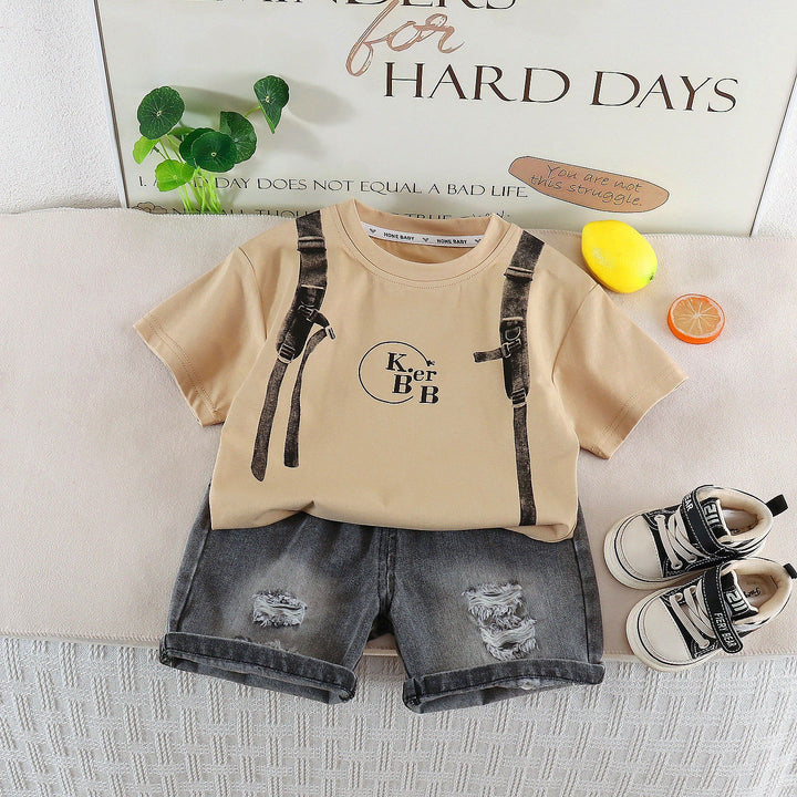 Boys Imported Brown Back Print Cord Set [BT -6545] [1-6 Years]