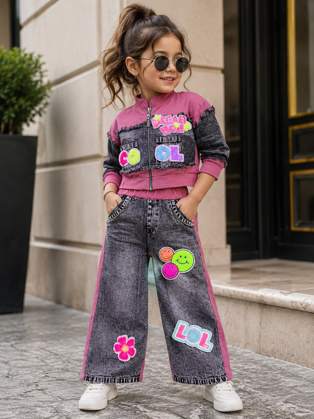 Girls Designer Denim Co-Ord Set [GCS-1320] (4-12Years)