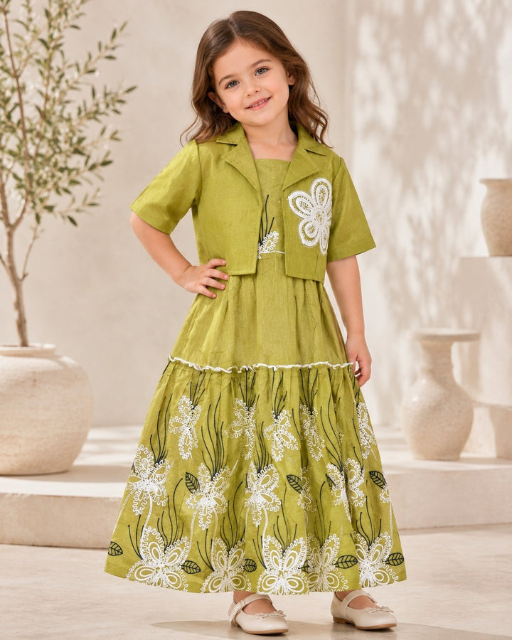 GIRLS EMBROIDED 2 PIECE DRESS [GD-2G-2317] (4-12 Years)