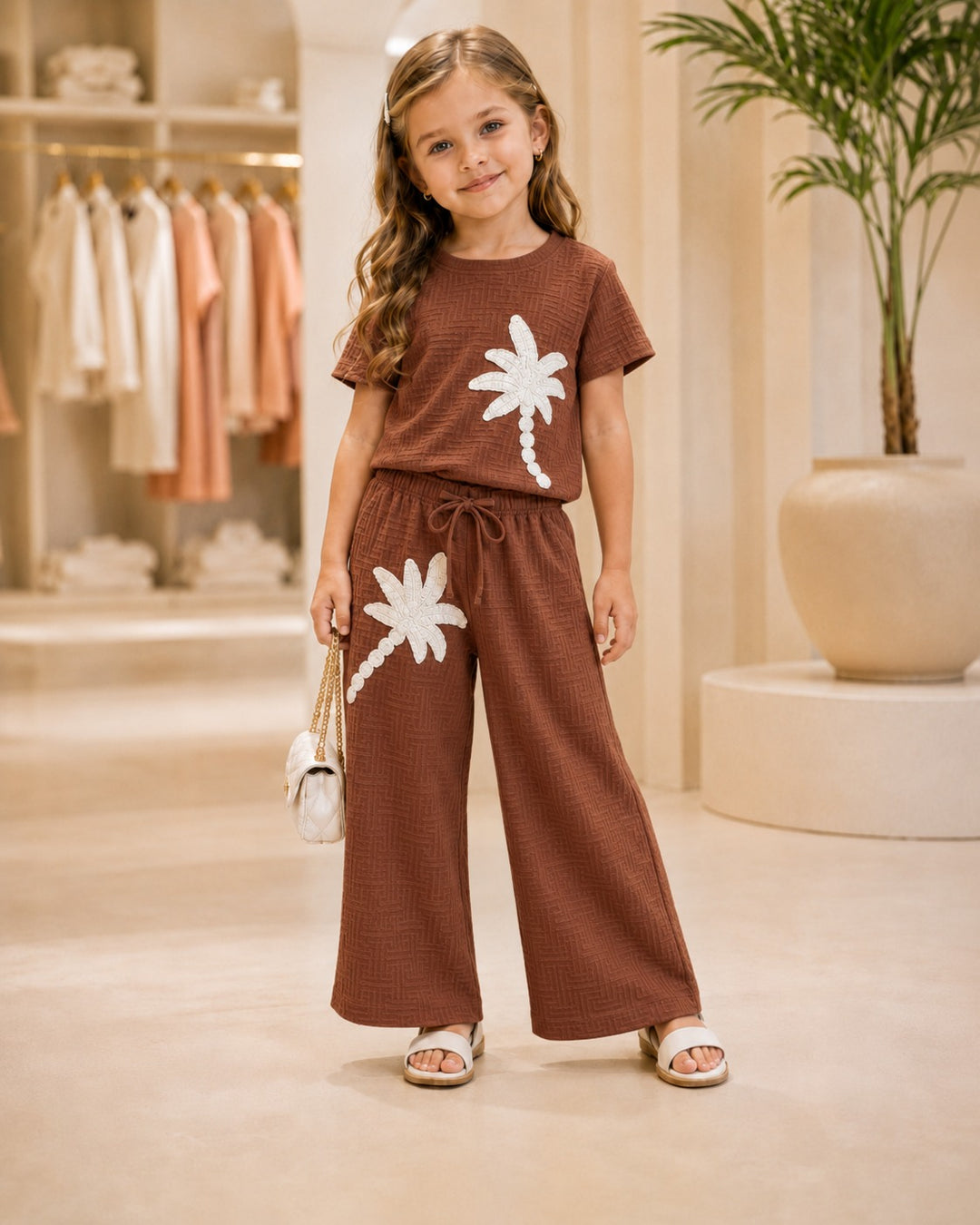 Girl's Casual Brown Co-Ord Set [GCS-6562] (3-12Years)