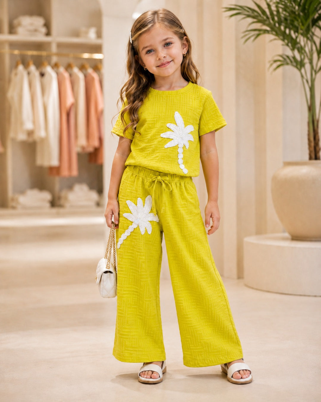 Girl's Casual Mustard Yellow Co-Ord Set [GCS-9575] (3-12Years)