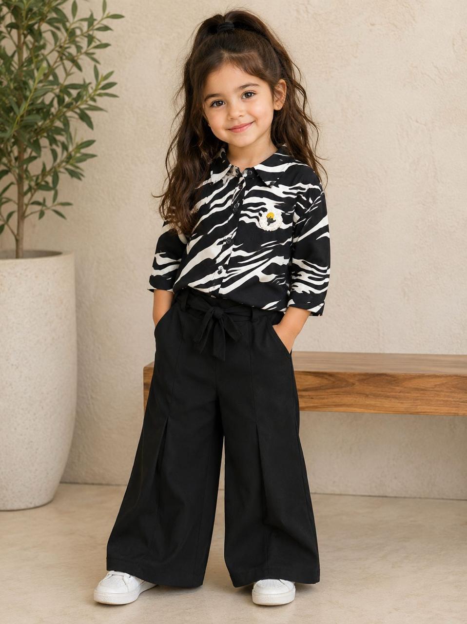 Girls Printed Black Co-Ord Set [GCS-2561] (4-12 Years)