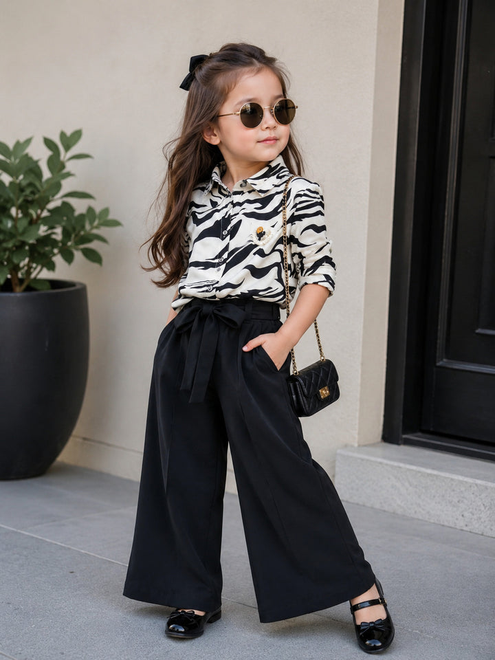 Girls Printed White Co-Ord Set [GCS-1514] (4-12 Years)