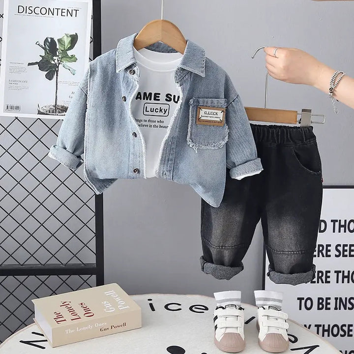 Boys Imported Blue Denim Cord Set [BT-4657] [1-6 Years]