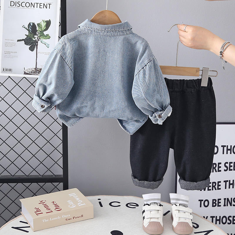 Boys Imported Blue Denim Cord Set [BT-4657] [1-6 Years]