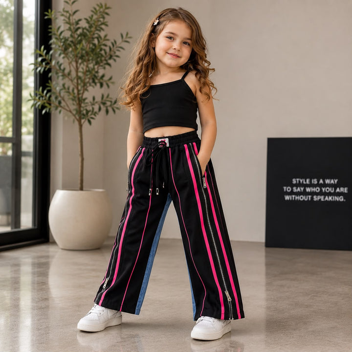 Girls  Black Designer Straight Fit Jeans [GJ-1756] (4-12Years)