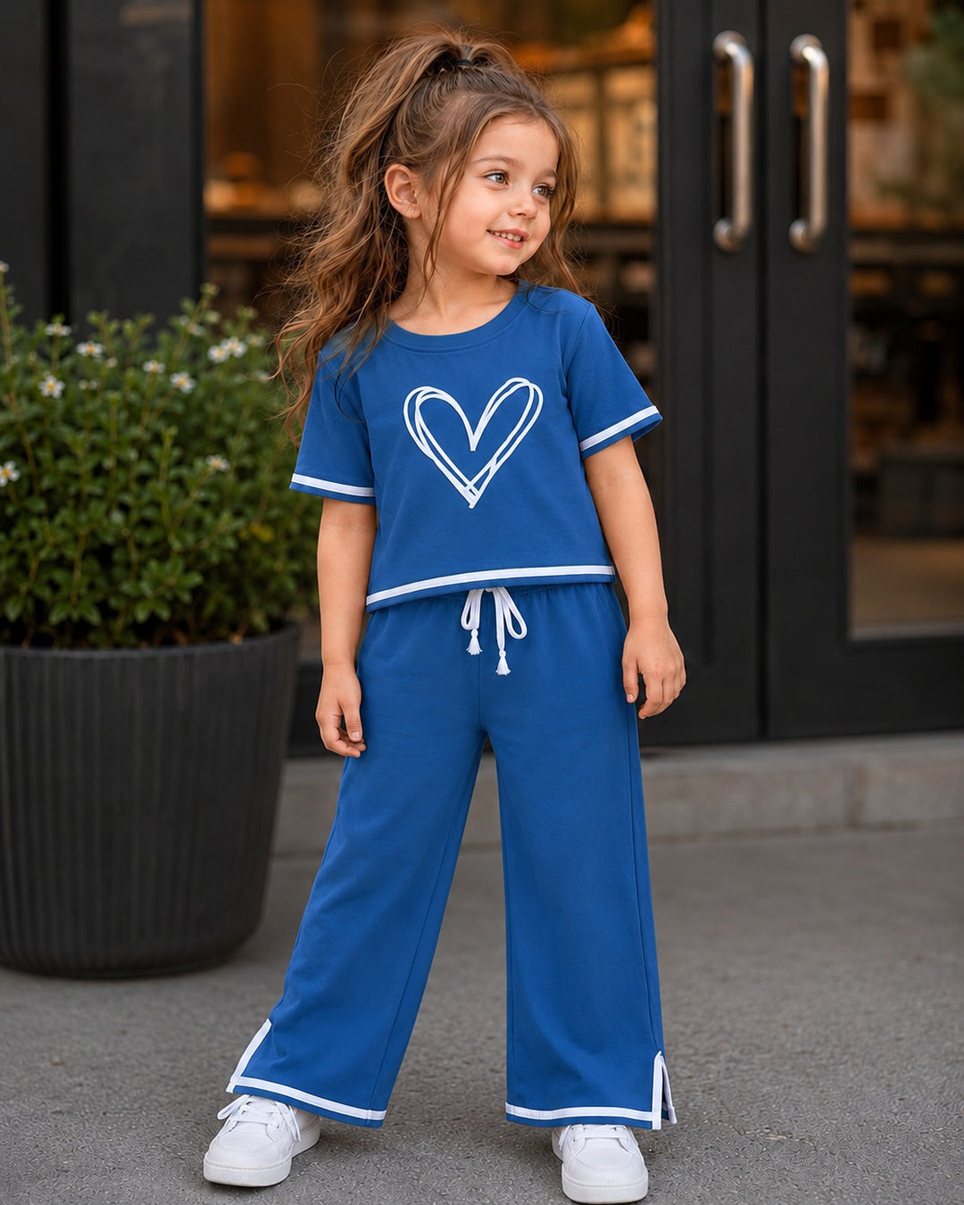 Girls Heart Charm Lounge Co-ord Set [3F-8956] (3-12 Years)