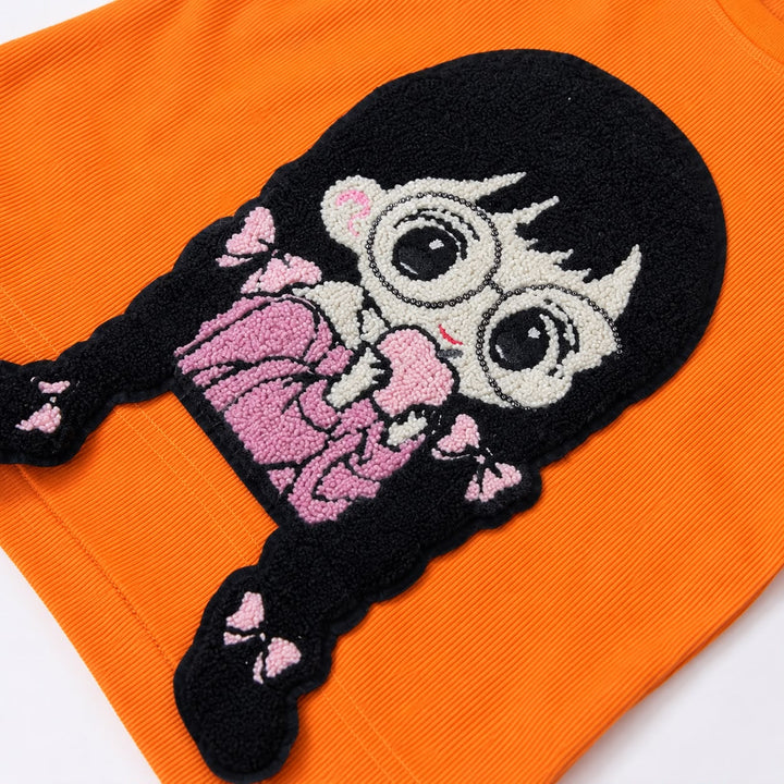 Girls Orange Cartoon Applique Co-Ord Set [GCS-5F-5366] (4-12 Years)