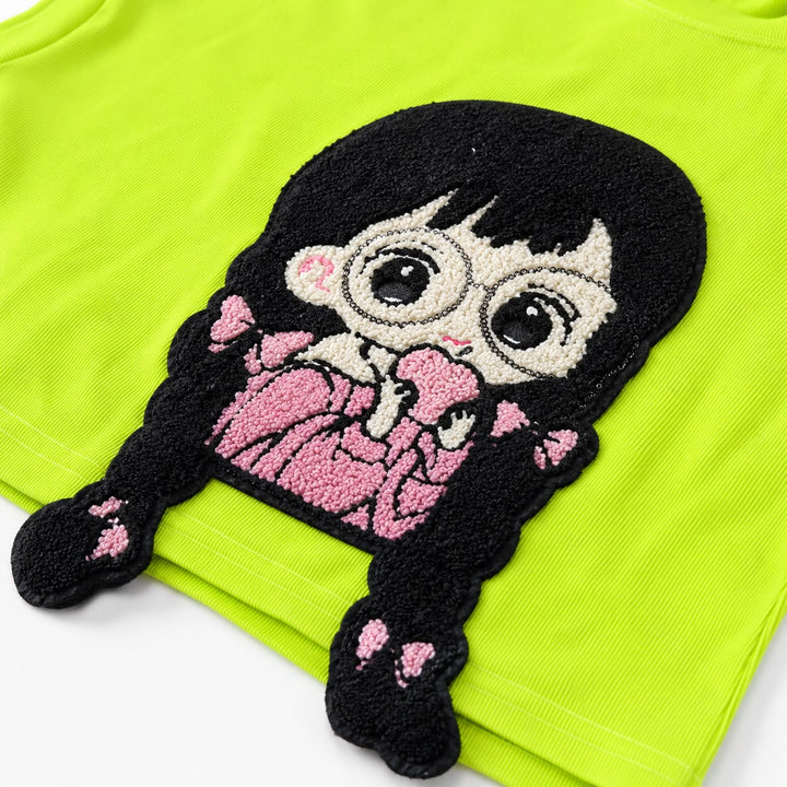 Girls Neon Green Cartoon Applique Co-Ord Set [GCS-6J-5266] (4-12 Years)
