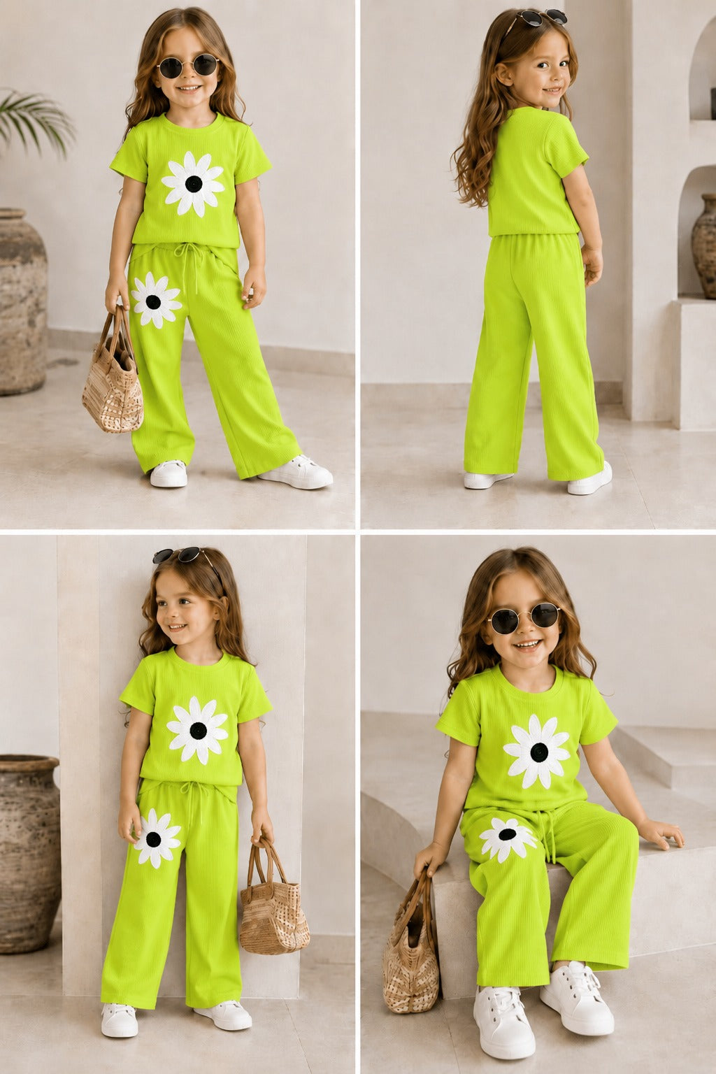 Girl's Casual Neon Green Co-Ord Set [GCS-5J-8544] (3-12Years)