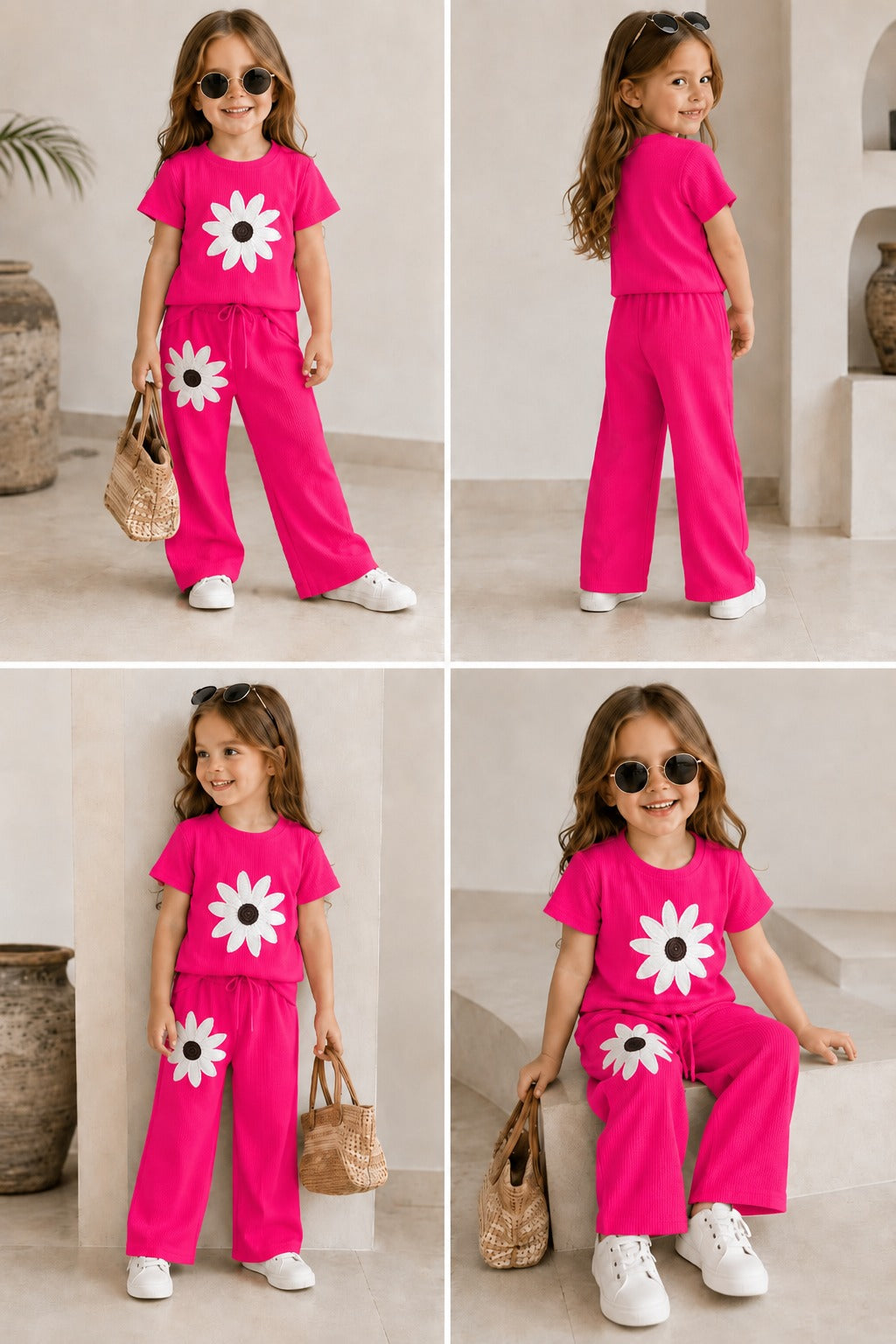 Girl's Casual Hot Pink Co-Ord Set [GCS-6G-1520] (3-12Years)