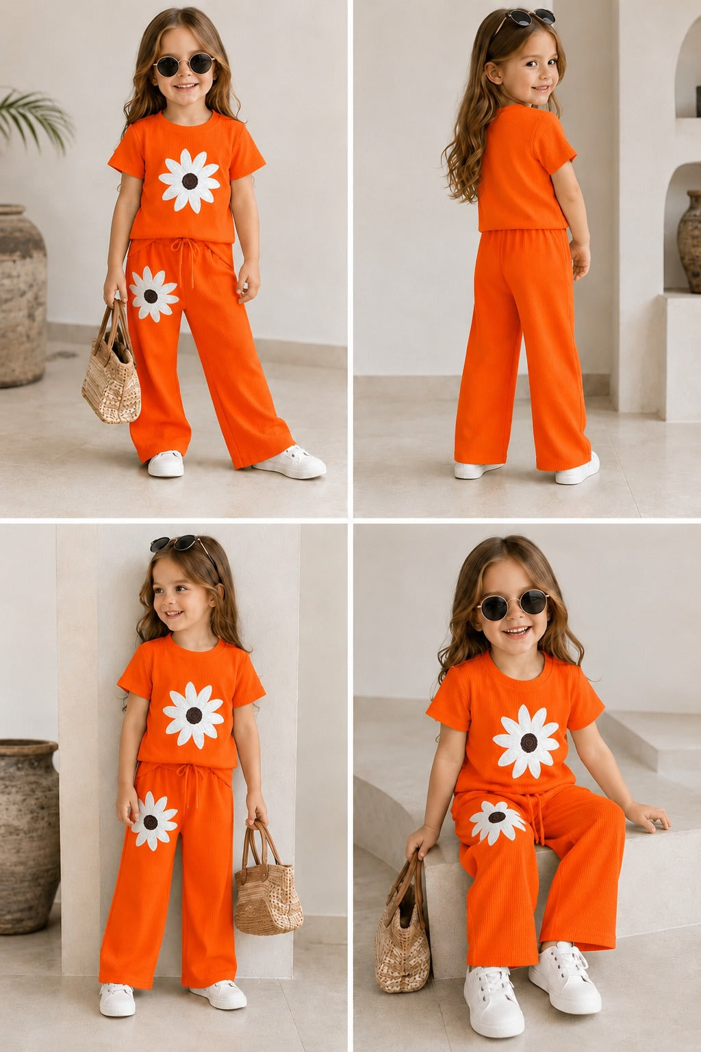Girl's Casual Orange Co-Ord Set [GCS-6J-4522] (3-12Years)