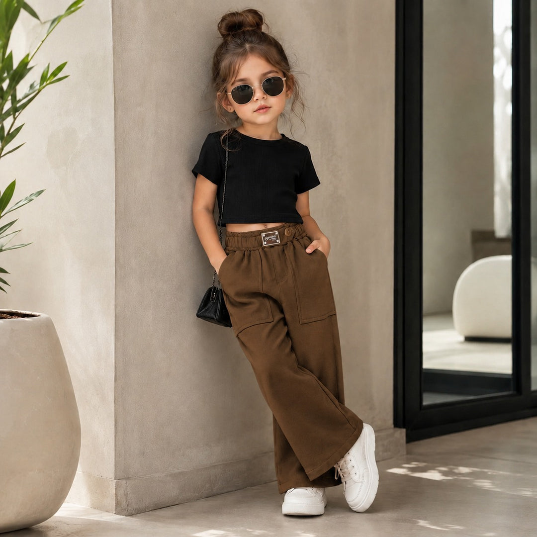 Girls Brown Korean Pant [ONLY PANT] [GJ-6D-4801] (4-12Years)