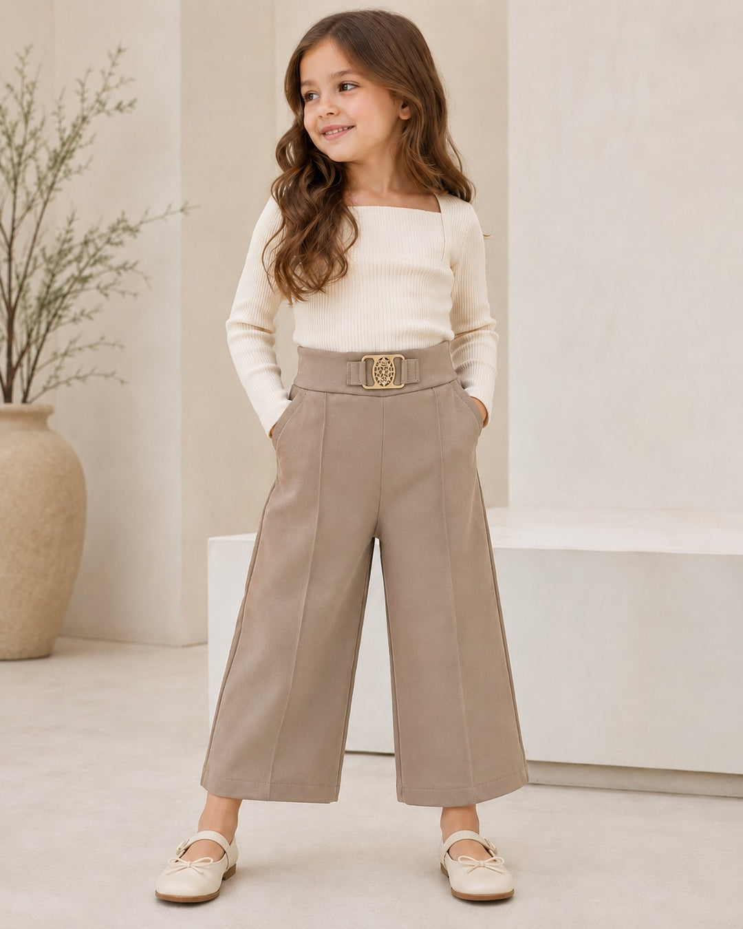 Girls Camel Korean Pant [ONLY PANT] [GJ-4D-3488] (4-12Years)