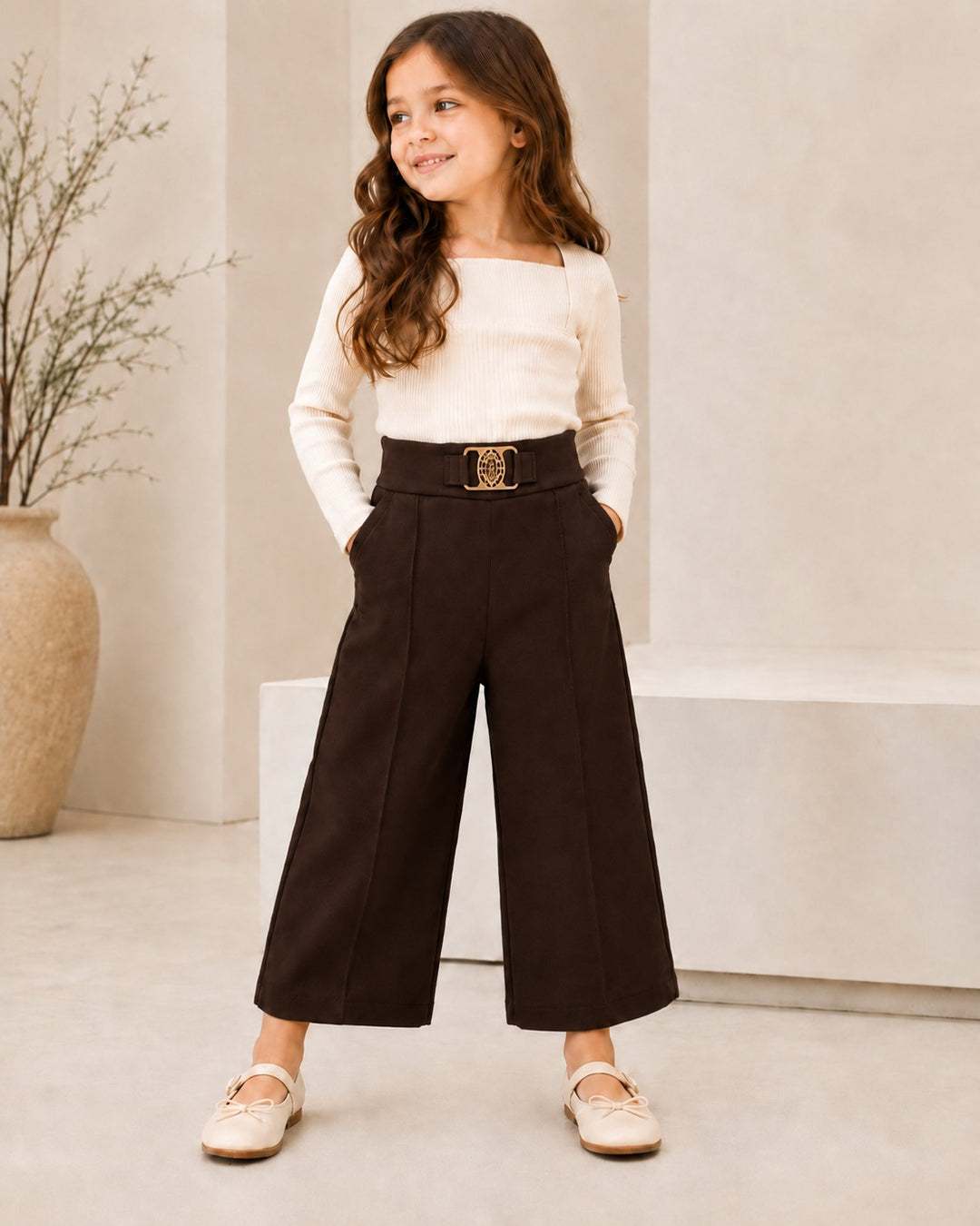 Girls Coffee Korean Pant [ONLY PANT] [GJ-4D-4488] (4-12Years)