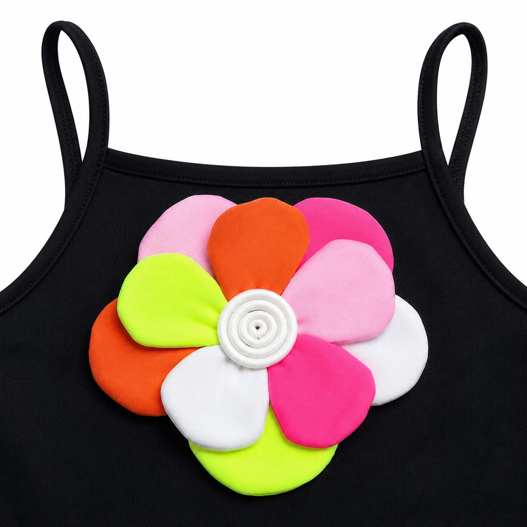 Girls Casual Flower Black Co-Ord Set [GCS-4G-1561] (3-11 Years)