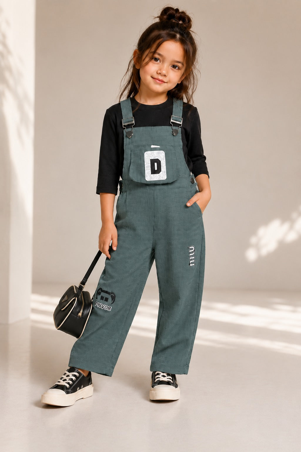 Girls Corduroy Dungaree With T-Shirt  [GD-6C-5604] (1-13Years)