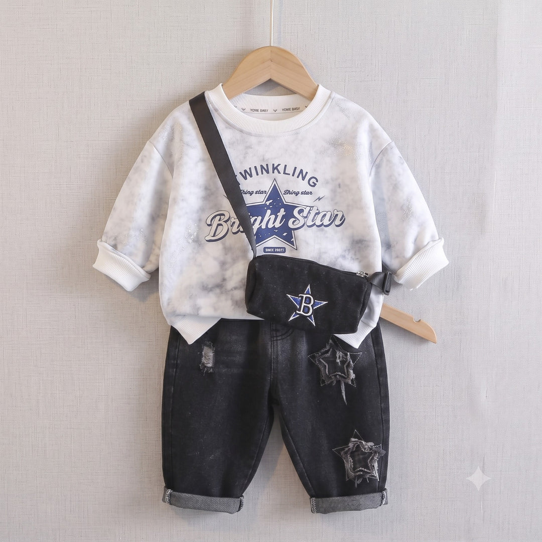 Boys Imported White Cord Set With Bag [BT-5K-3876] [1-6 Years]