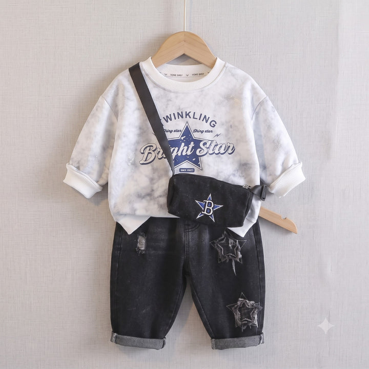 Boys Imported White Cord Set With Bag [BT-5K-3876] [1-6 Years]